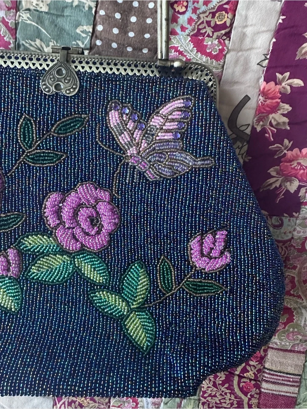 Beaded Floral & Butterfly Evening Bag